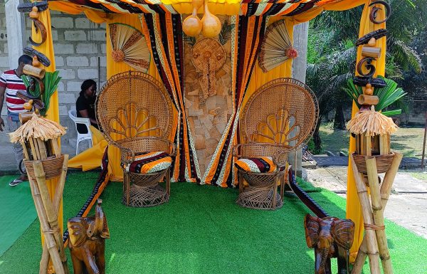 Confection et décoration d’accessoires de mariage coutumier et décoration de site