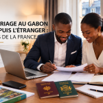 Couple préparant les démarches administratives de son mariage au Gabon depuis la France